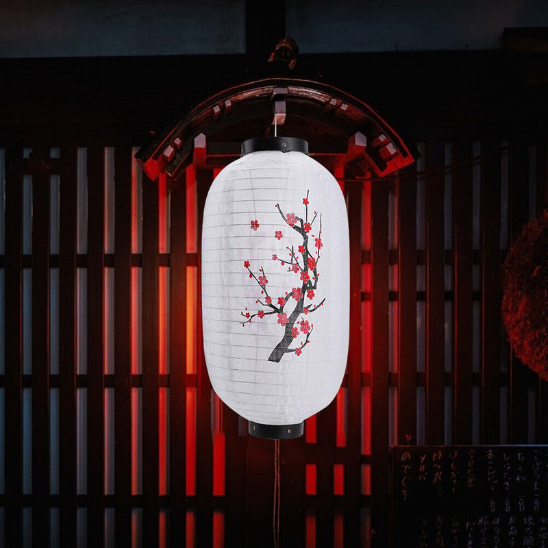 Plum Long Lampion Blossom Sushi Restaurant Hanging Lantern Lamp (White) Newly