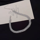 Metal Short Chain Rhinestone Choker Row Diamond Necklace For Women|Girls