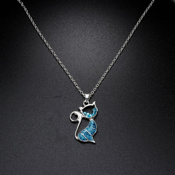 Exquisite Fashion Women Elegant Gift Cat Pendant Opal Necklace Chain Jewelry