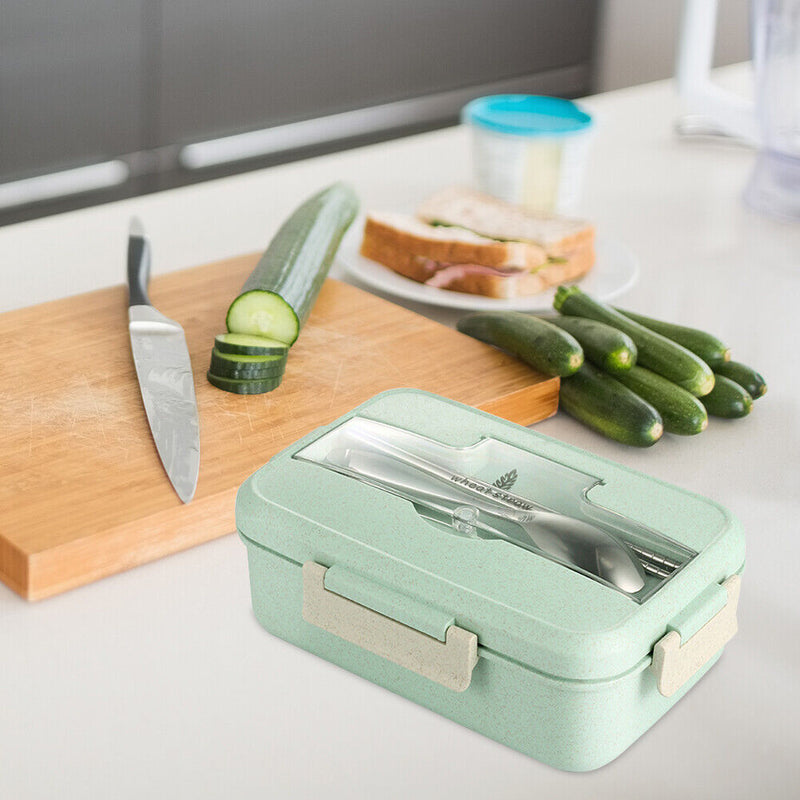 Portable Lunch Box Kids School Office Microwave Wheat Straw Bento Food Container