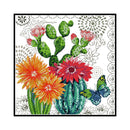 Partial Cross Stitch DIY Kits Printed Prickly Pear Flower Wall Art Handicraft