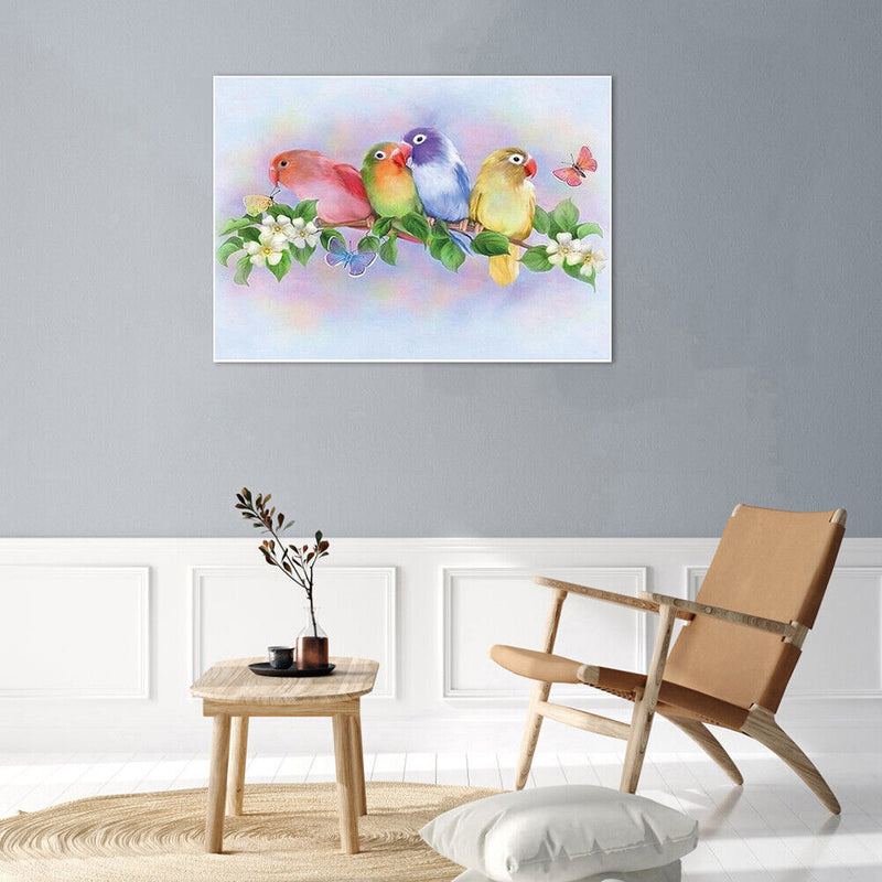 5D DIY Diamond Painting Standing Branch Parrots Cross Stitch Embroidery Rhi
