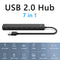 USB 2.0/3.0 HUB Adapter Multi USB Splitter 7-Port USB Expander for PC Computer