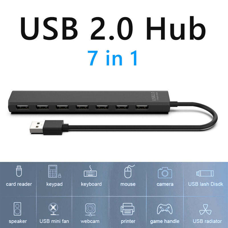 USB 2.0/3.0 HUB Adapter Multi USB Splitter 7-Port USB Expander for PC Computer