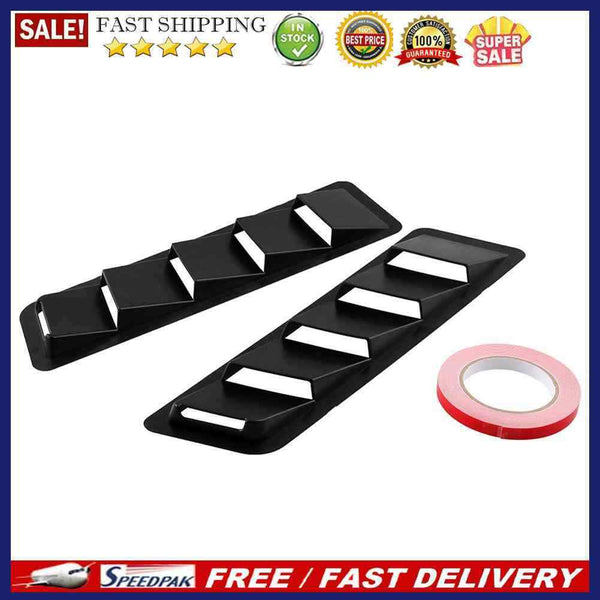 1 Pair Universal Car Hood Vent Louver ABS Bonnet Cooling Panel Trim (Black)