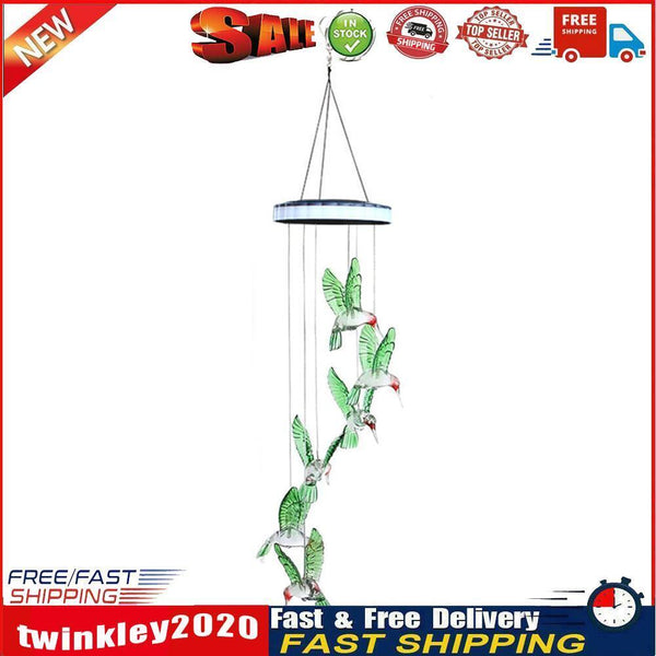 Solar Wind Chime Lamps Hanging Lights Home Garden Yard Decor (Hummingbird) Newly