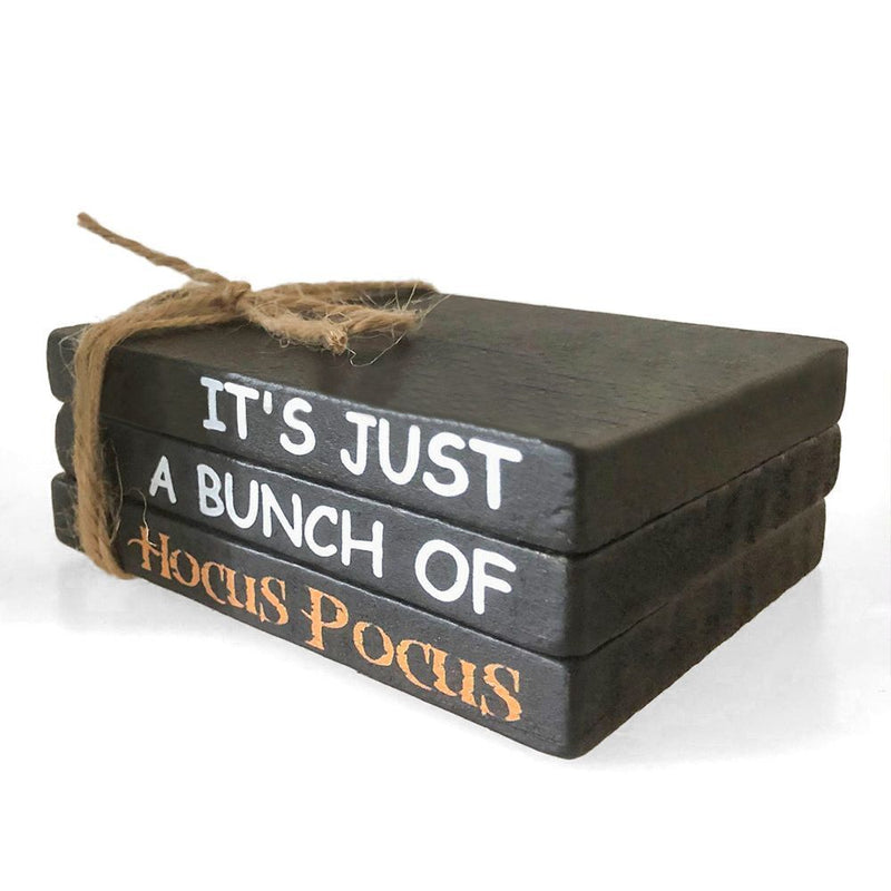 Witches Cauldron Sign Tiered Tray Decor Bead Garland Faux Book Stack