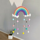 Handmade Woven Photo Prop Rainbow Tapestry Wall Hanging Decor Felt Ball Clouds