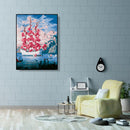DIY Digital Oil Painting By Numbers Flower Boat Art Picture Kits Wall Decoration
