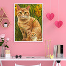 Frameless Orange Cats Oil Paint By Numbers Kit DIY Handmade Drawing On Canv