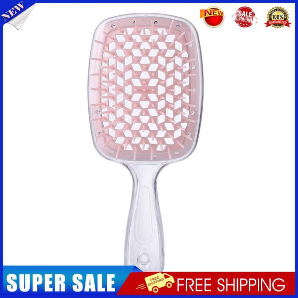 Wide Teeth Air Cushion Comb Scalp Massage Hair Brush (Transparent Pink)