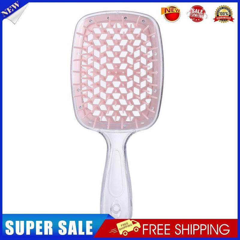 Wide Teeth Air Cushion Comb Scalp Massage Hair Brush (Transparent Pink)