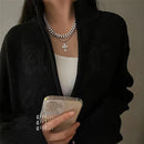 Party Hip-hop Double-layer Cross Pendant Necklace Cross Shape Clavicle Chain