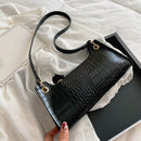 Retro Women Small Handbags Portable Solid Alligator PU Leather Shoulder Tote Bag