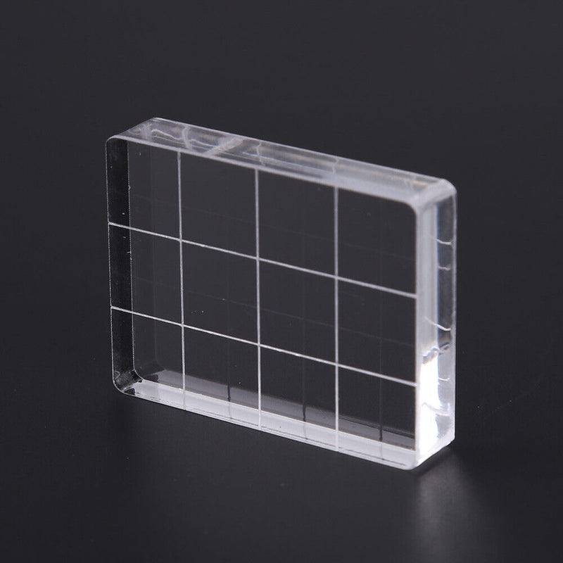 Acrylic Stamp Block Clear Stamping Tool Set with Grid Line Craft (3x4cm) Newly