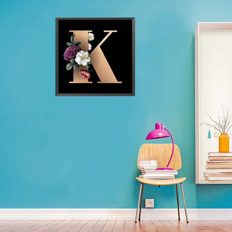 DIY Full Round Drill Diamond Painting letter K Mosaic Rhinestone Craft