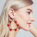 Simple Hollowed Drop Earrings Women Large Circle Heart Dangle Ear Stud Jewelr