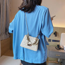 Women Pleated Tote Shoulder Bag Lattice Pattern PU Chain Lady Crossbody Handbag