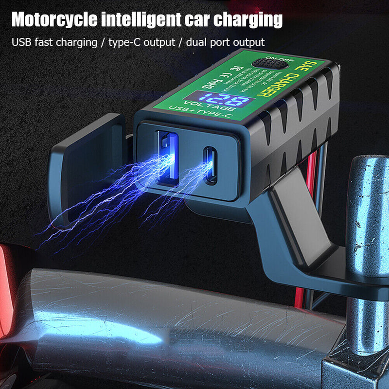Dual USB Motorcycle Charger SAE to USB Fast Charging Adapter for Cell Phone