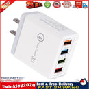 4 USB Travel Wall Charger 3A Fast Charging Charger US Plug Adapter (Grey) Newly