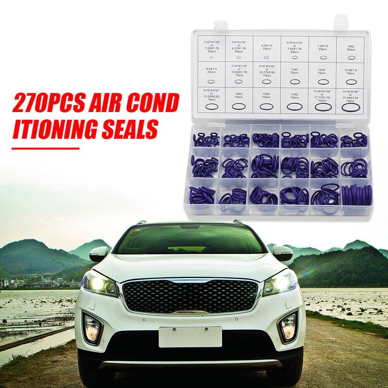 270pcs Assorted Air Conditioning Seal O-ring R22 R134a Rubber Gasket Purple