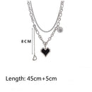 Jewelry Heart Choker Double Layer Necklace Mosaic Love Pandent Clavicle Chain