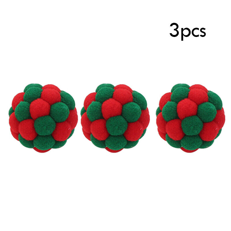 3pcs Pet Interactive Colorful Traning Bells Ball Kitten Play Chewing Bouncy T