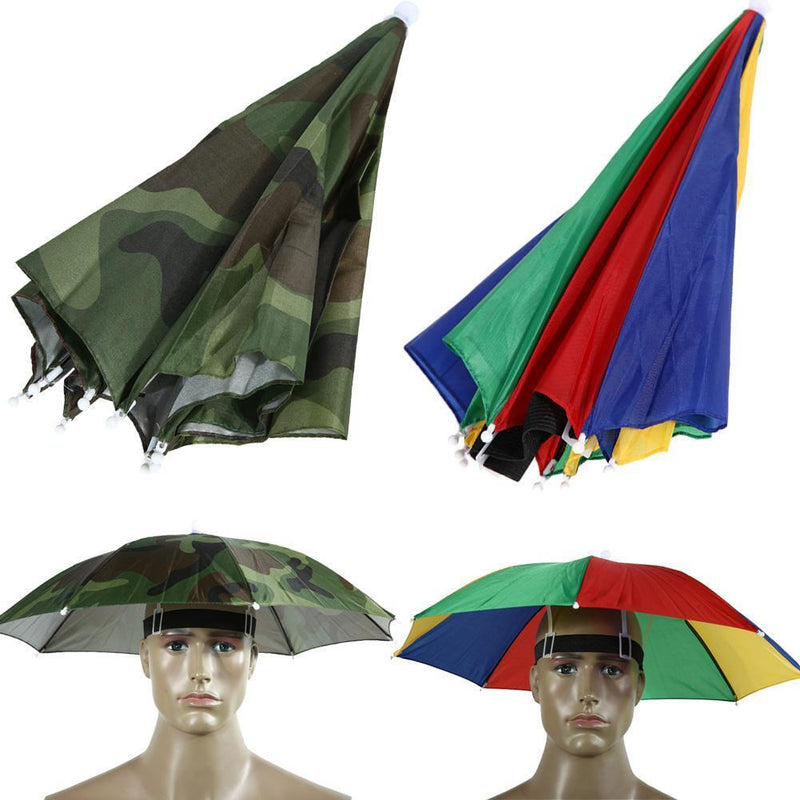 5pcs 55cm Foldable Umbrella Fishing Hiking Hat Cap Camping Headwear (Camo)