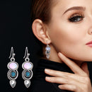 Creative Women Moonstone Dangle Ear Hook Water Drop Earrings Alloy Jewelry Gi
