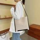 #A Women Straw Leather Handbags Large Capacity Beach Holiday Shoulder Totes Bags