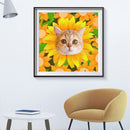Flower Cat Face Full Round Drill DIY Mosaic Diamond Painting Rhinestone Decor