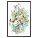 Partial Embroidery Cats Play Butterflies Printed Cross Stitch 3-Beach 11CT Kit