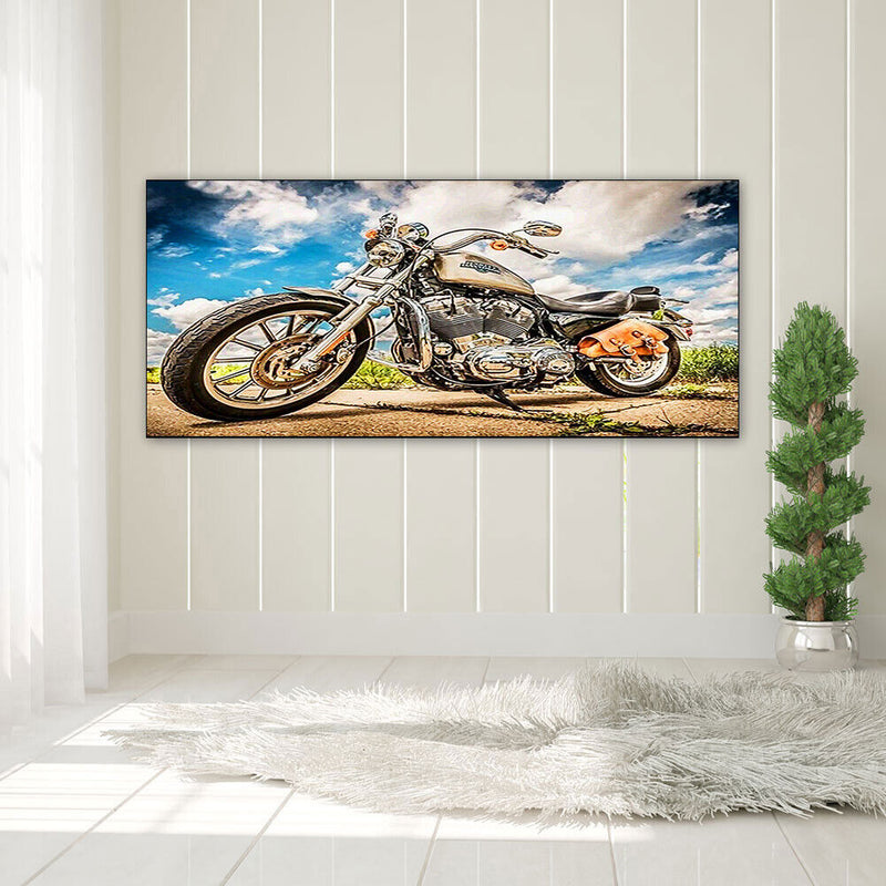 Motorcycle Oil Paint By Numbers DIY Handpainted on Canvas Wall Picture Unfr