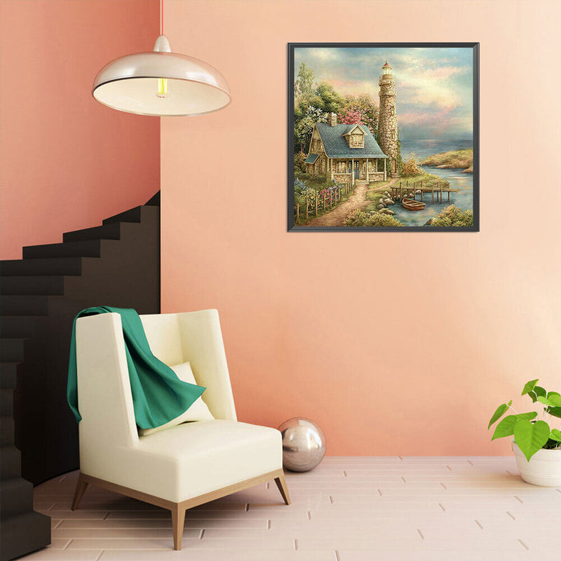 5D Diamond Painting Kit Watchtower House Full Square Drill Rhinestone DIY Wall