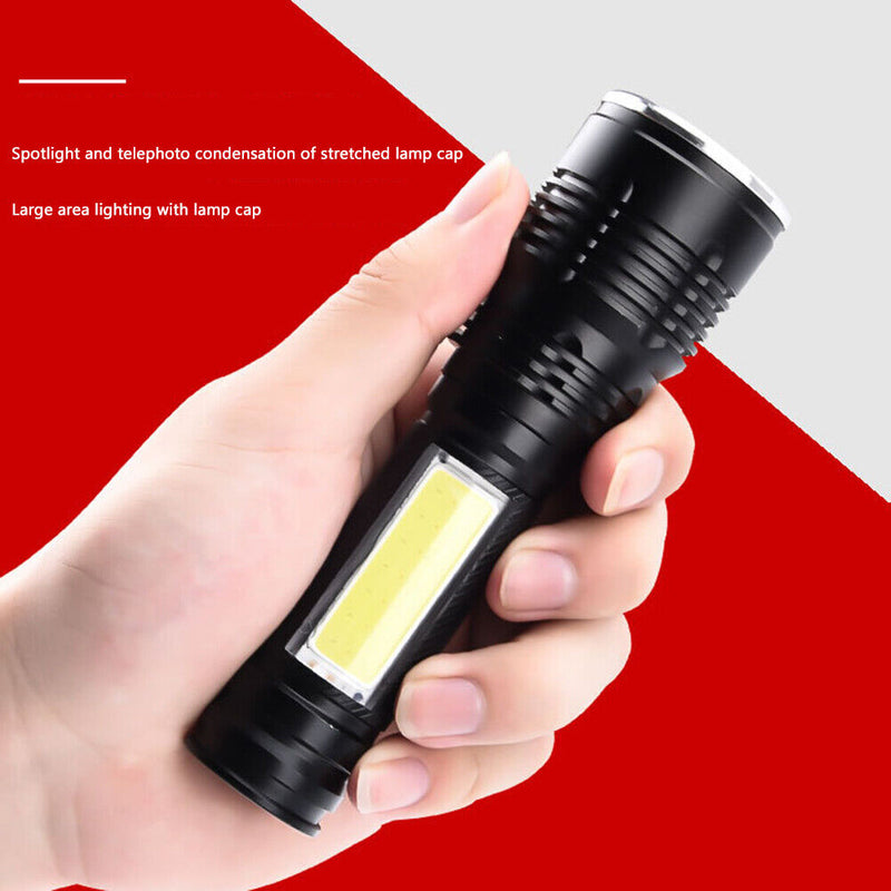 Outdoor Strong Light Long-Range Emergency COB Dimming Flashlight Camping Torch