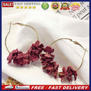 Fashion Flower Cloth Hoop Earrings Round Big Circle Women Jewelry(Wine Red)