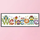 Owl Welcome Sign 14CT Counted Embroidery DIY Cotton Thread Partial Cross Stitch