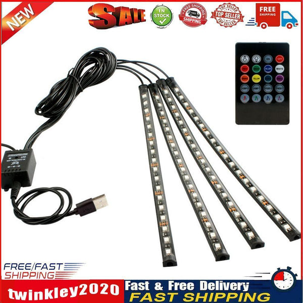 5V USB 4 in 1 LED Car Foot Light RGB SMD5050 72 LED Strip Ambient Lamp Newly