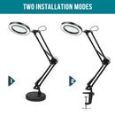 with Base& Clamp LED Lamp Black Desk Light Magnifier Magnifying Glass 10X