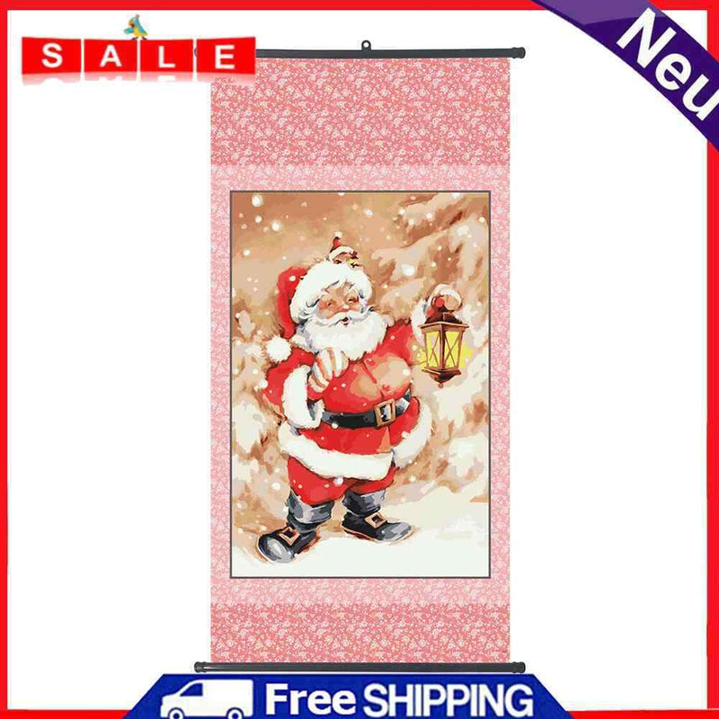 Hanging Santa Framed Picture Oil Paint By Numbers Hand Painted Picture Kid Gifts