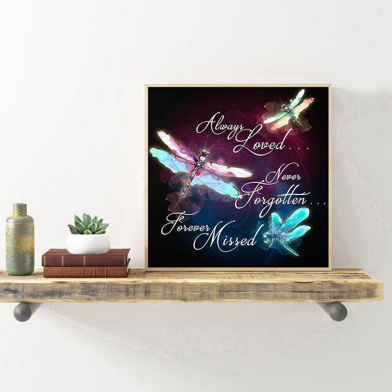Dragonfly Full Round Drill Mosaic DIY Wall Art Picture of Rhinestone Decoration