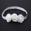 Baby Three Flowers Headband Ribbon Hair Bands Handmade DIY Headwear(White)