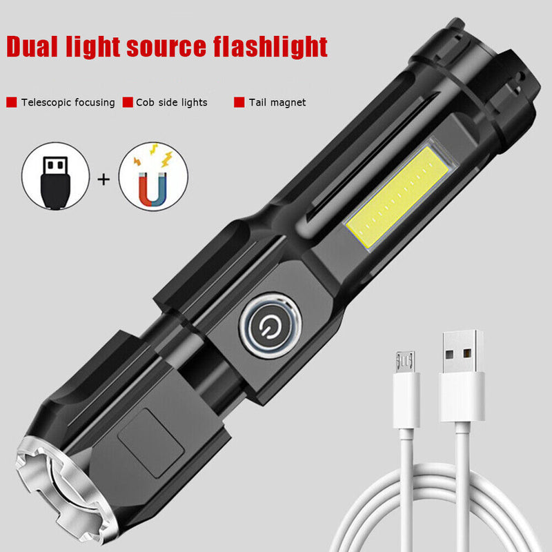 XPG+COB LED Powerful Torch 1200mAh Built-in Battery for Camping Hiking Fishing