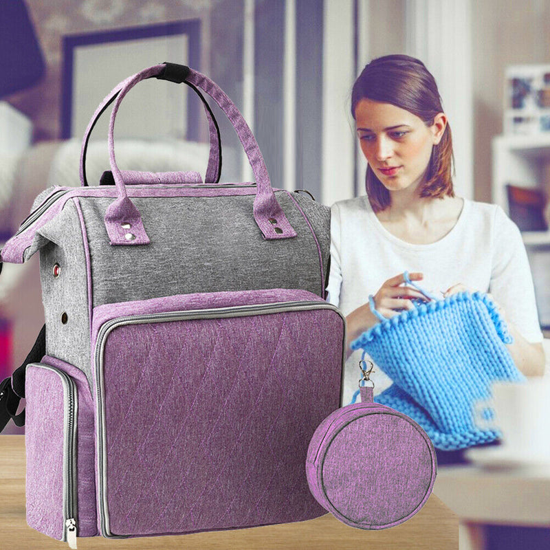 #A 600D Oxford Backpack Travel Portable Crochet Bag Needles Yarn Storage Organ