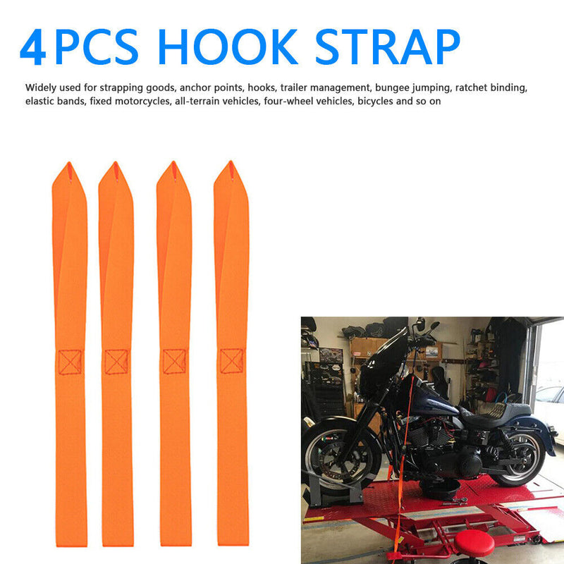 4x 32cm Motorcycle Tie Downs Soft Straps UTV ATV Hook Belt Endless Loops Bandage