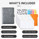A6 Budget Binder Kit 6-Ring / PU Leather Money Organizer for Cash (Grey) Newly