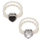 Crystal Double Layer Heart-shaped Aadjustable Jewelry Popular Accessories Ring