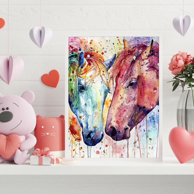 Hand Painted Oil Paint by Numbers DIY Horse Drawing Wall Hanging Decoration