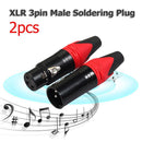 1 Pair XLR 3Pin Male Female DIY Audio Cable Connectors Solder Plug (Red) Newly
