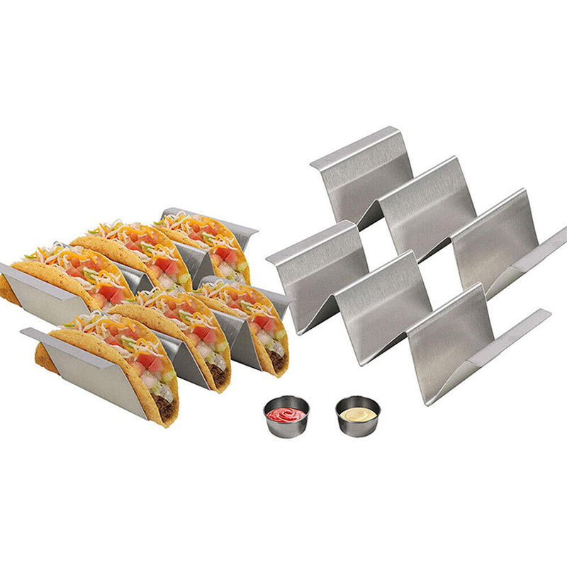 Stainless Steel Taco Shell Holder Mexican Pancake Bracket Tray (with Ears)